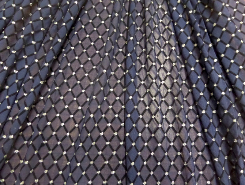 9.SILVER-NAVY GLITTER DIAMOND MESH